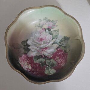 Mignon Z S and C Bavaria 8 3/4" Bowl "White Rose" Pattern Circa 1880-1918 Antiqu